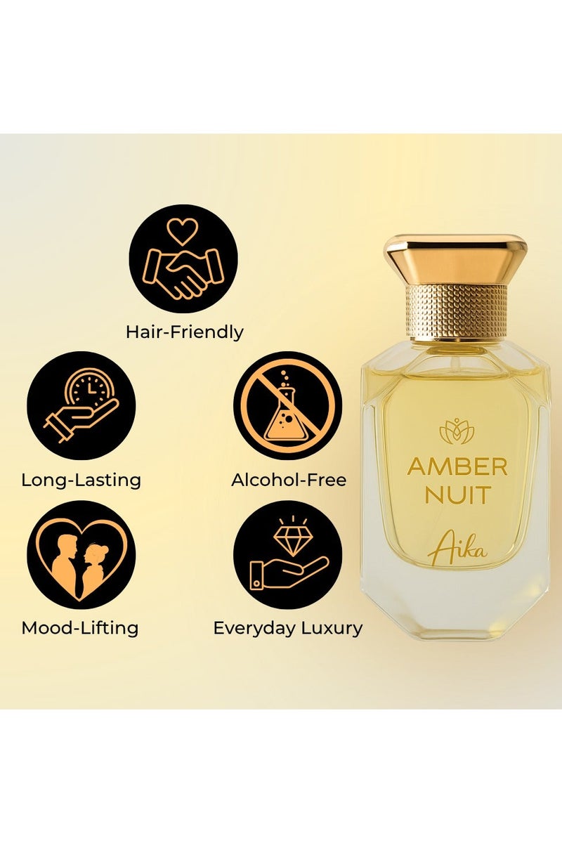 Aika 80ml Amber Nuit Perfume for Women, Long-Lasting Women Perfume for Body & Hair, Alcohol-Free perfumes for women with Rose, Citrus Fruits & Musk, Softness & Freshness with Delicate Floral Notes - Image 5